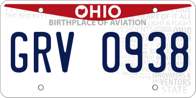 OH license plate GRV0938