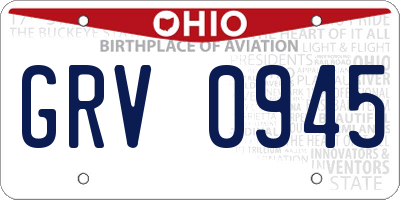 OH license plate GRV0945