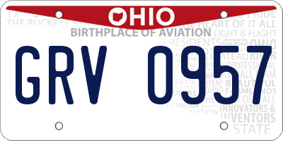 OH license plate GRV0957