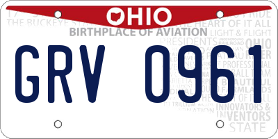 OH license plate GRV0961