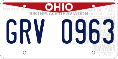 OH license plate GRV0963