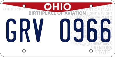 OH license plate GRV0966