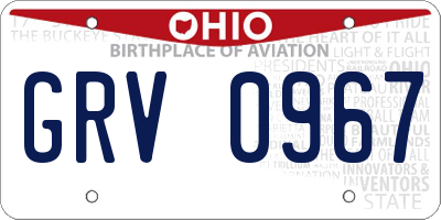 OH license plate GRV0967