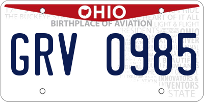 OH license plate GRV0985