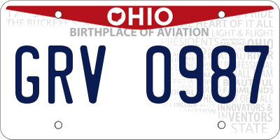 OH license plate GRV0987