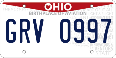 OH license plate GRV0997