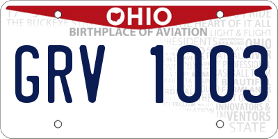 OH license plate GRV1003