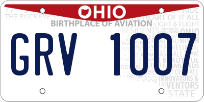 OH license plate GRV1007