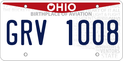 OH license plate GRV1008