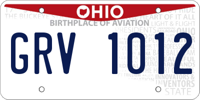 OH license plate GRV1012