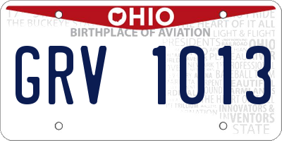 OH license plate GRV1013