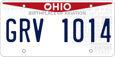 OH license plate GRV1014
