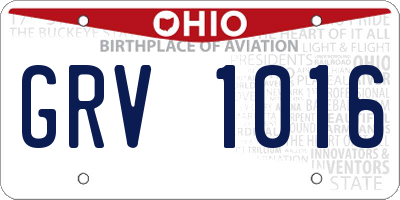 OH license plate GRV1016