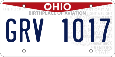 OH license plate GRV1017