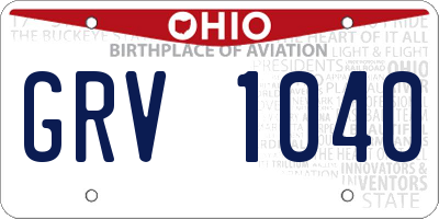 OH license plate GRV1040