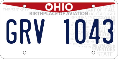 OH license plate GRV1043