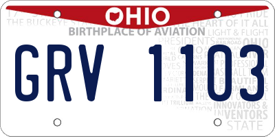 OH license plate GRV1103