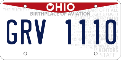 OH license plate GRV1110