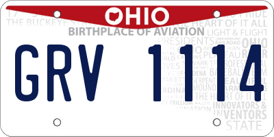OH license plate GRV1114