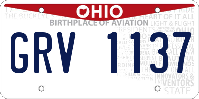 OH license plate GRV1137