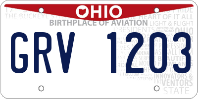 OH license plate GRV1203