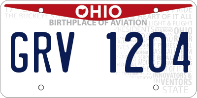 OH license plate GRV1204
