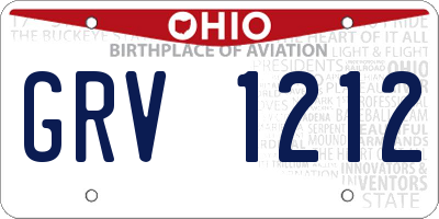 OH license plate GRV1212