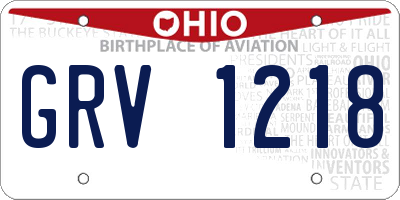 OH license plate GRV1218