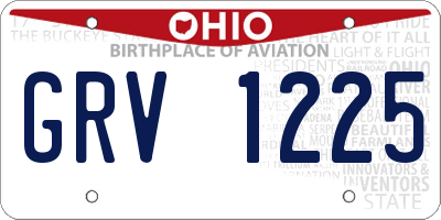 OH license plate GRV1225
