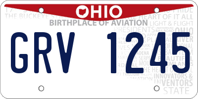 OH license plate GRV1245
