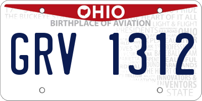 OH license plate GRV1312