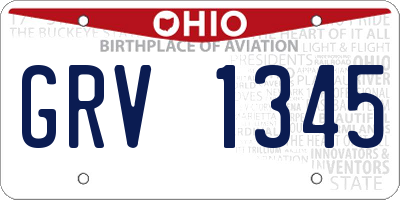 OH license plate GRV1345