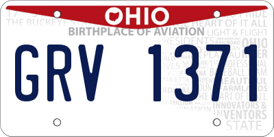 OH license plate GRV1371