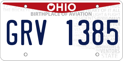 OH license plate GRV1385