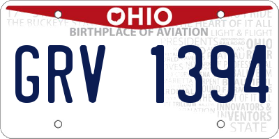 OH license plate GRV1394