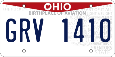 OH license plate GRV1410