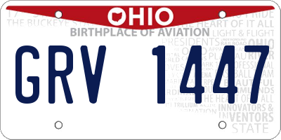 OH license plate GRV1447