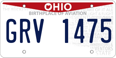 OH license plate GRV1475
