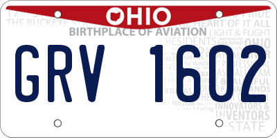 OH license plate GRV1602
