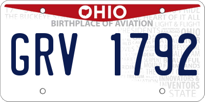 OH license plate GRV1792