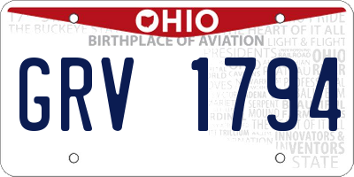 OH license plate GRV1794