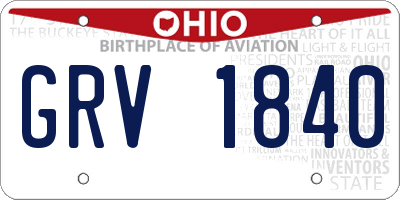 OH license plate GRV1840