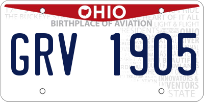 OH license plate GRV1905