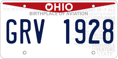 OH license plate GRV1928