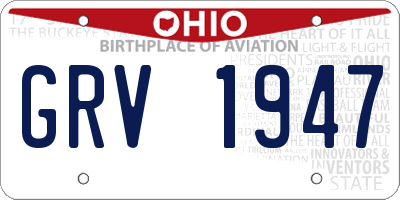 OH license plate GRV1947