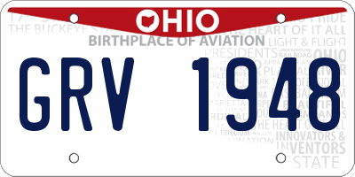 OH license plate GRV1948