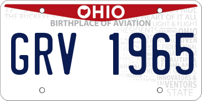 OH license plate GRV1965