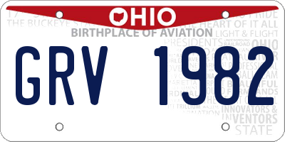 OH license plate GRV1982
