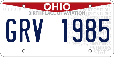 OH license plate GRV1985