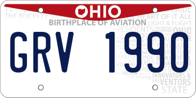 OH license plate GRV1990